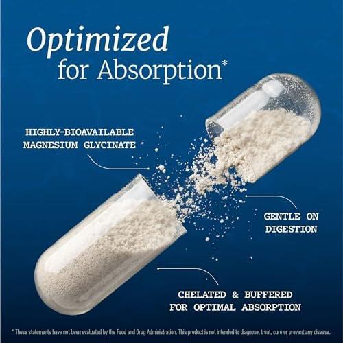 Magnesium Glycinat 500mg | Chelat für hohe Absorption | Muskelentspannung, Knochen, Herz, Nerven, Schlaf & Ruhe Unterstützung für Frauen & Männer | Magnesiumchelat & Bisglycinat Komplex | 60 Kapseln