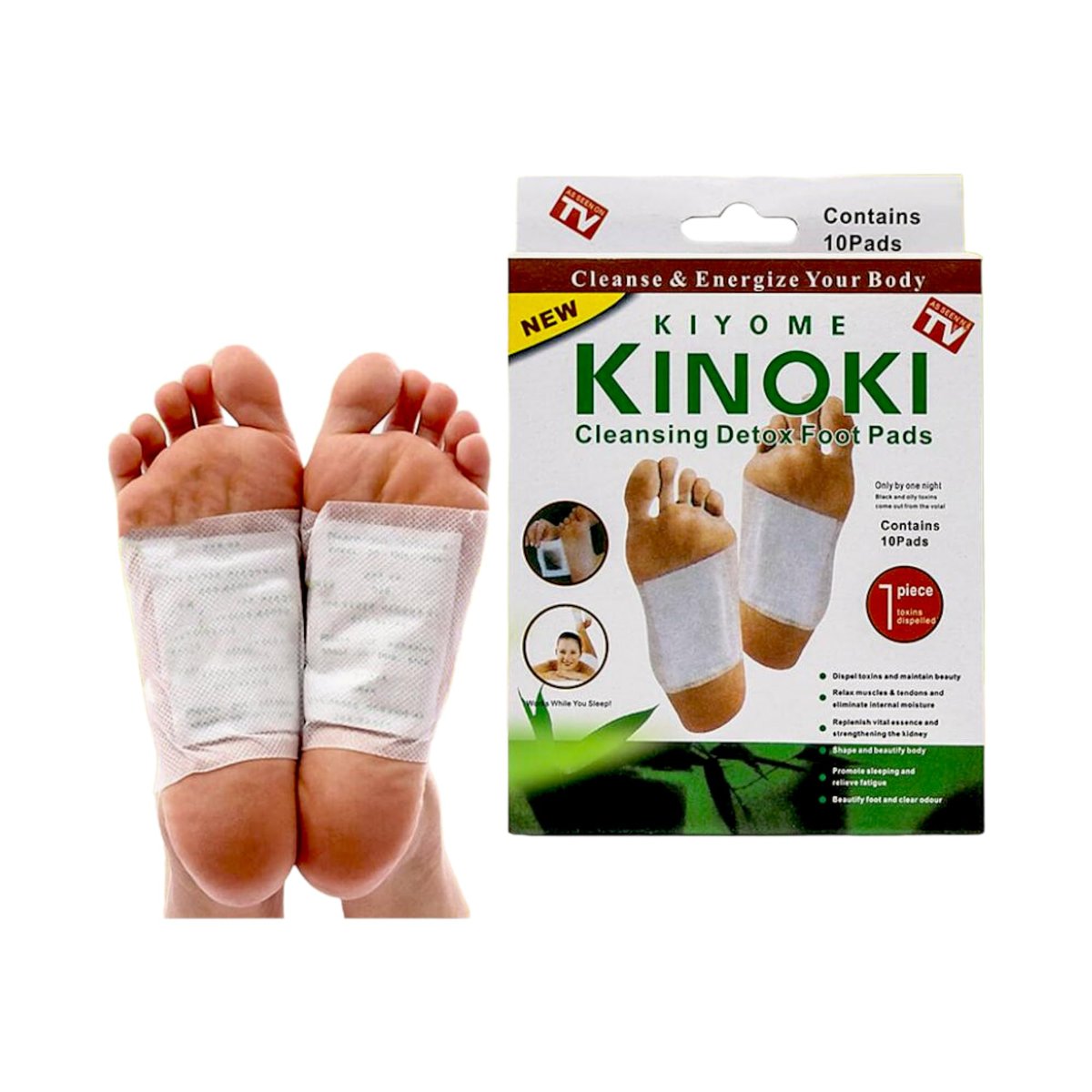 Kinoki Fußpads für Ihre Gesundheitspflege – 10 Premium natürliche Fußpflaster – Klebende Fußpads zur Linderung von Fußschmerzen – Beseitigung unangenehmer Fußgerüche – Aufklebbare Fußpads