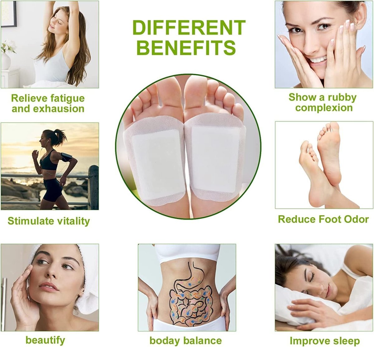 Kinoki Fußpads für Ihre Gesundheitspflege – 10 Premium natürliche Fußpflaster – Klebende Fußpads zur Linderung von Fußschmerzen – Beseitigung unangenehmer Fußgerüche – Aufklebbare Fußpads