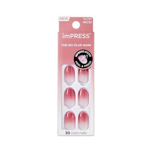imPRESS Color Ombre Press On Nails 'Beat The Heat' – Kurze ovale Nägel in Pink mit PureFit Technologie & Super Haftkleber
