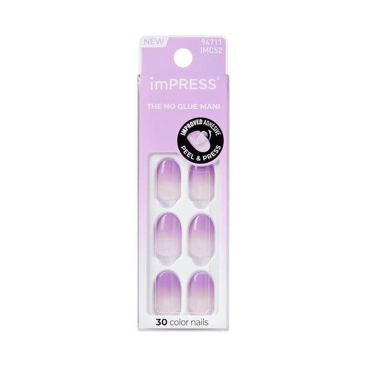 imPRESS Color Ombre Press On Nails 'Take A Chance' – Lila, Kurz Oval, 30 künstliche Nägel mit PureFit Technologie & Super Hold Kleber