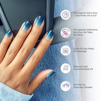 imPRESS Color Ombre Press On Nails 'Take A Chance' – Lila, Kurz Oval, 30 künstliche Nägel mit PureFit Technologie & Super Hold Kleber