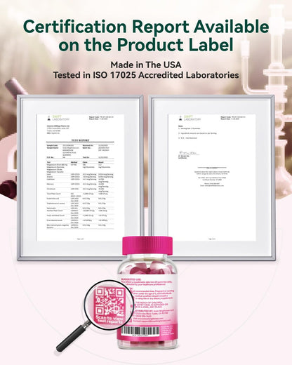 Magnesium Glycinat Plus Gummies 860 mg, Zuckerfrei, Nicht-GVO, Glutenfrei, Magnesium Gummis für Erwachsene & Kinder, Schlaf, Entspannung & Fokus, Magnesium Ergänzung für Frauen, Gemischter Beerengeschmack, 120 Stück