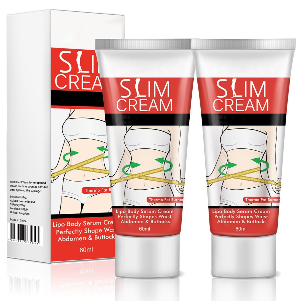 2er-Pack Heiße Creme zum Abnehmen – Fettverbrennungscreme für Bauch, Taille und Gesäß – Feuchtigkeitsspendende und straffende Creme gegen Cellulite für Frauen und Männer, 60 ml
