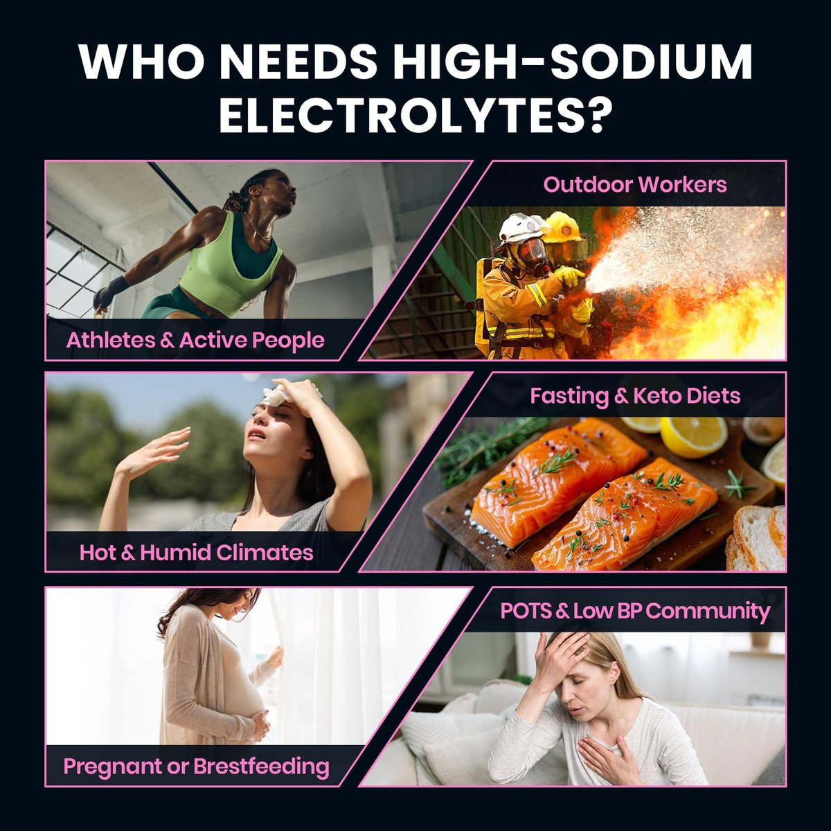 Venture Pal High Sodium Zuckerfreie Elektrolytepulver-Päckchen – Hydrationspackungen mit Natrium, Kalium & Magnesium | Null Kalorien | Vegan, Keto und Paleo freundlich | 30 Sticks