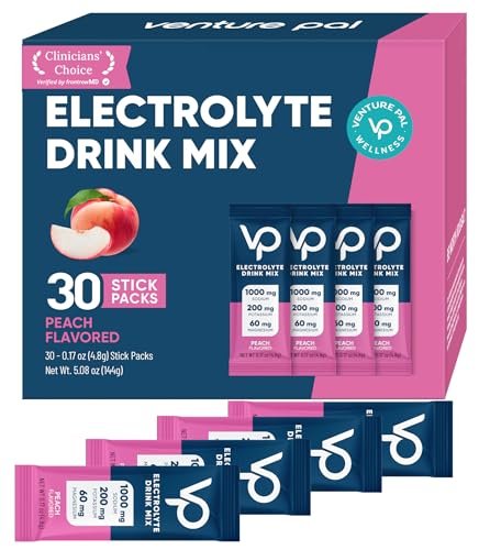 Venture Pal High Sodium Zuckerfreie Elektrolytepulver-Päckchen – Hydrationspackungen mit Natrium, Kalium & Magnesium | Null Kalorien | Vegan, Keto und Paleo freundlich | 30 Sticks