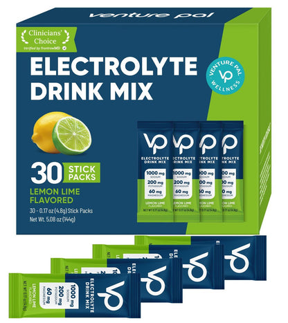 Venture Pal High Sodium Zuckerfreies Elektrolytpulver - Hydrationsbeutel mit Natrium, Kalium & Magnesium | Null Kalorien | Vegan, Keto & Paläo geeignet | 30 Sticks