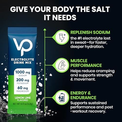 Venture Pal High Sodium Zuckerfreies Elektrolytpulver - Hydrationsbeutel mit Natrium, Kalium & Magnesium | Null Kalorien | Vegan, Keto & Paläo geeignet | 30 Sticks