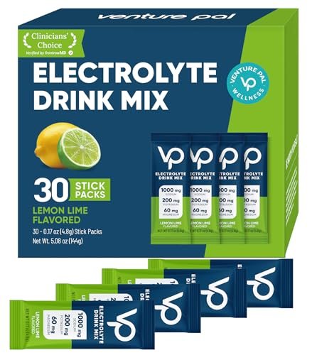 Venture Pal High Sodium Zuckerfreies Elektrolytpulver - Hydrationsbeutel mit Natrium, Kalium & Magnesium | Null Kalorien | Vegan, Keto & Paläo geeignet | 30 Sticks