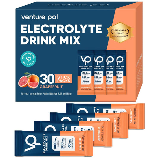Venture Pal High Sodium Zuckerfreie Elektrolyte Pulver Beutel - Hydrationspackungen mit Vitaminen, Natrium & Kalium | Null Kalorien | Vegan, Keto & Paleo freundliches Elektrolytgetränk - 30 Sticks