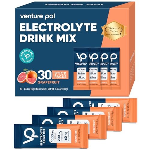 Venture Pal High Sodium Zuckerfreie Elektrolyte Pulver Beutel - Hydrationspackungen mit Vitaminen, Natrium & Kalium | Null Kalorien | Vegan, Keto & Paleo freundliches Elektrolytgetränk - 30 Sticks