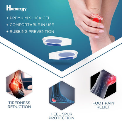 Fersenpolster bei Achillessehnenentzündung & Plantarfasziitis - 2er-Pack Gel-Einlagen für Fersenschmerzen, Fußgewölbeunterstützung für Damen & Herren