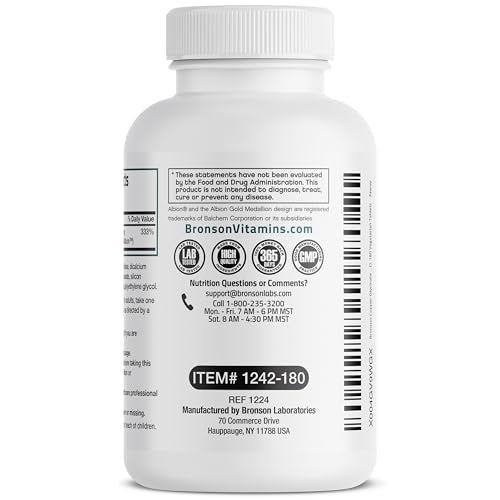Bronson Kupferglycinat 3 mg Chelat – Hoch bioverfügbar, Nicht-GVO, 180 Vegetarische Tabletten