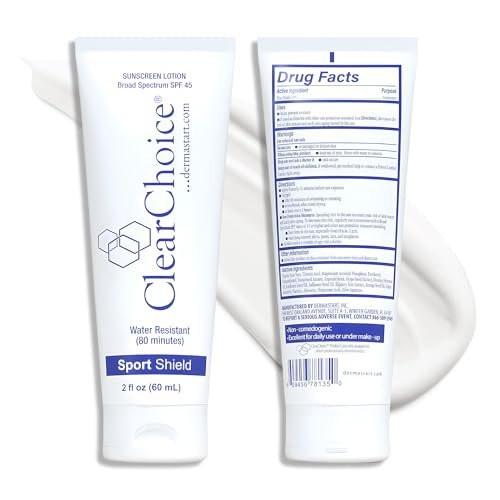 Clear Choice Sport Shield SPF 45 – Mineralischer Sonnenschutz & Feuchtigkeitscreme | Nicht fettend, Breitband-SPF für Gesicht & Körper | Mikronisiertes Zinkoxid | Kein weißer Schimmer | Dermatologen empfohlen 60 ml / 2 oz