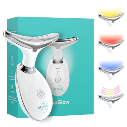 MyoGlow von MDD | Hautstraffungs- und Lifting-Massagegerät für Hals, Gesicht, Arme und Beine mit LED-Licht, Schallvibration und Wärmeaktivierung