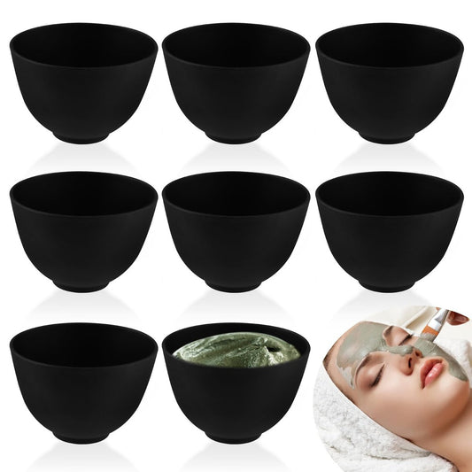 8er-Pack Silikon-Gesichtsmasken-Mischschalen – Schwarze Kosmetikschalen für DIY-Hautpflege