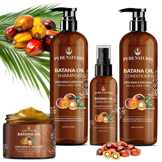 100% Natürliches Bio-Raw-Batana-Öl – Komplettes Haarwachstums-System: Shampoo, Conditioner, Haarmaske & Leave-In Spray – Anti-Haarausfall & Reparatur – Sulfatfrei – Für Männer & Frauen