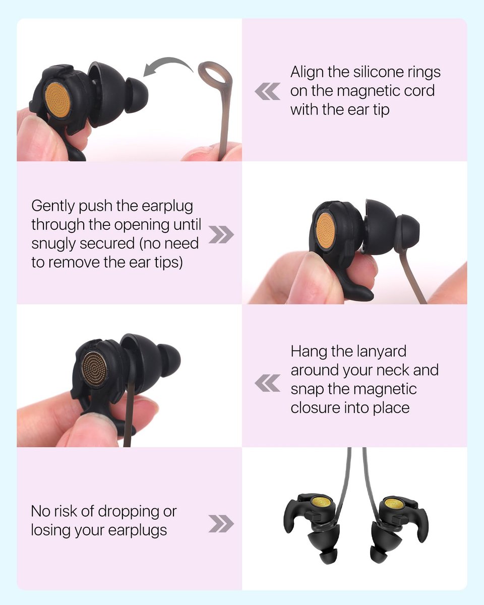 Softvox Ohrstöpsel Lanyard Verbindungskabel, Magnetisches Zugfestes Sicherheitsband – Hält Ohrstöpsel Sicher und Griffbereit, Antiverlust Silikonband für Alle Ohrstöpsel, Kopfhörer und In-Ear-Kopfhörer mit Abnehmbaren Aufsätzen