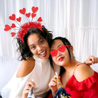 RUPOFUZA Haarband und rotes herzförmiges Brillen-Set – Romantisches Stirnband für Frauen mit Sonnenbrille – Valentinstag, Muttertag Deko