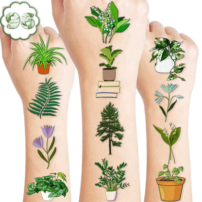 96 Stück Pflanzen Rettet die Erde Tag vorgeschnittene temporäre Tattoos – Umweltfreundliche Motive für Kindergeburtstag, Schulfeste und Umweltaktionen