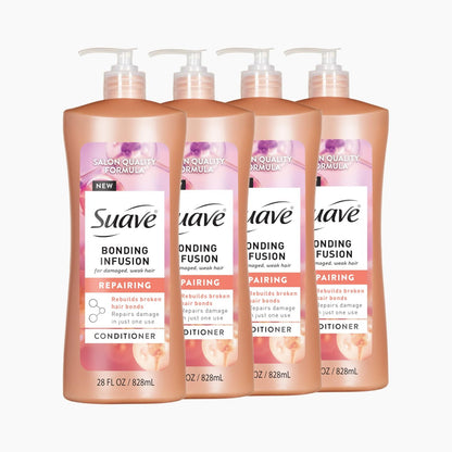 Suave Bonding Infusion Reparatur-Conditioner mit Bonding-Komplex für geschwächtes oder geschädigtes Haar, 28 oz Flasche, 4er-Pack