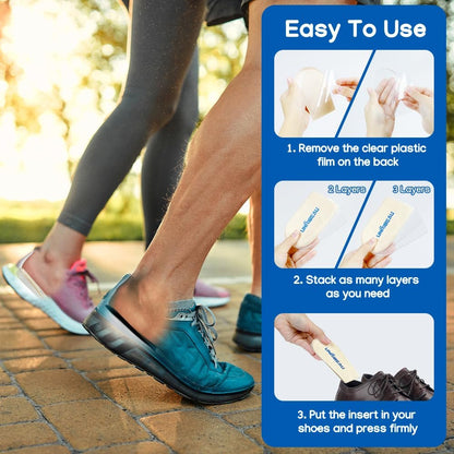 Unribeau 3-Lagen Verstellbare Korrektur-Fersenkeile für Supination & Pronation – Selbstklebende Mediale & Laterale Fersenpolster für Fußausrichtung, Knieschmerzen, O-Beine (Schwarz, L: Damen 7.5-12 / Herren 7-11)