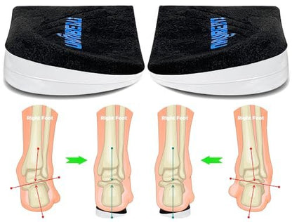 Unribeau 3-Lagen Verstellbare Korrektur-Fersenkeile für Supination & Pronation – Selbstklebende Mediale & Laterale Fersenpolster für Fußausrichtung, Knieschmerzen, O-Beine (Schwarz, L: Damen 7.5-12 / Herren 7-11)