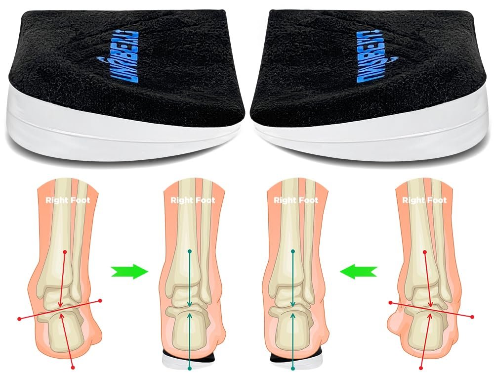 Unribeau 3-Lagen Verstellbare Korrektur-Fersenkeile für Supination & Pronation – Selbstklebende Mediale & Laterale Fersenpolster für Fußausrichtung, Knieschmerzen, O-Beine (Schwarz, L: Damen 7.5-12 / Herren 7-11)