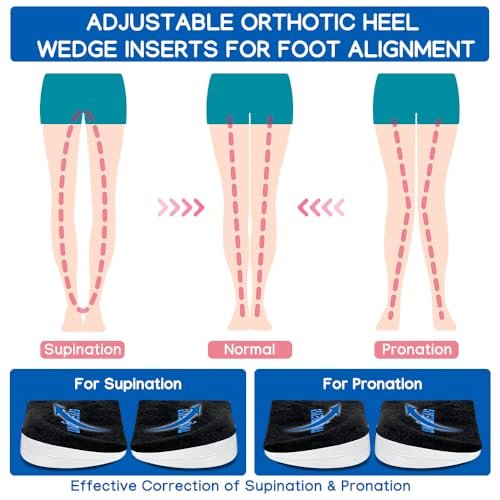 Unribeau 3-Lagen Verstellbare Korrektur-Fersenkeile für Supination & Pronation – Selbstklebende Mediale & Laterale Fersenpolster für Fußausrichtung, Knieschmerzen, O-Beine (Schwarz, L: Damen 7.5-12 / Herren 7-11)