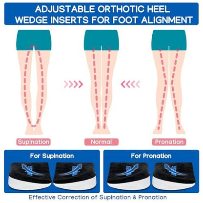 Unribeau 3-Lagen Verstellbare Korrektur-Fersenkeile für Supination & Pronation – Selbstklebende Mediale & Laterale Fersenpolster für Fußausrichtung, Knieschmerzen, O-Beine (Schwarz, L: Damen 7.5-12 / Herren 7-11)