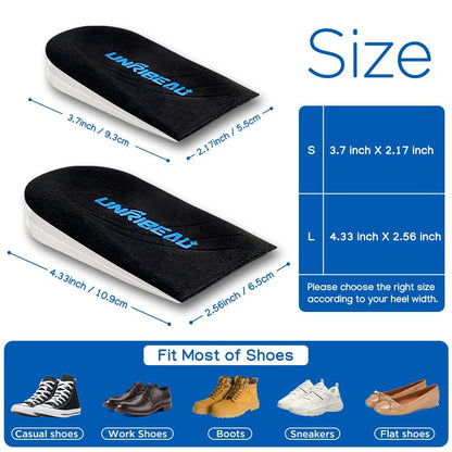 Unribeau 3-Lagen Verstellbare Korrektur-Fersenkeile für Supination & Pronation – Selbstklebende Mediale & Laterale Fersenpolster für Fußausrichtung, Knieschmerzen, O-Beine (Schwarz, L: Damen 7.5-12 / Herren 7-11)