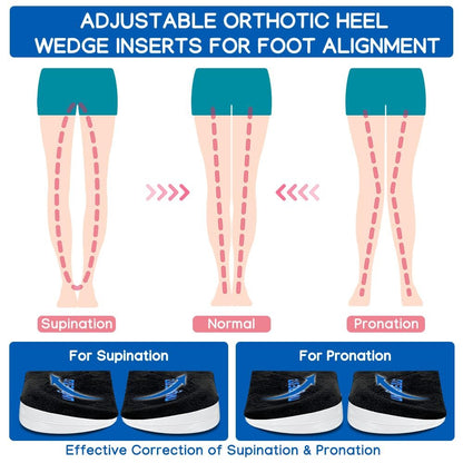 Unribeau 3-Lagen Verstellbare Korrektur-Fersenkeile für Supination & Pronation – Selbstklebende Mediale & Laterale Fersenpolster für Fußausrichtung, Knieschmerzen, O-Beine (Schwarz, L: Damen 7.5-12 / Herren 7-11)
