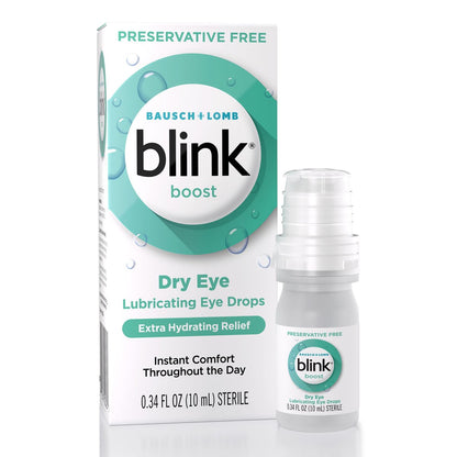 BLINK Boost Tränenersatzmittel ohne Konservierungsstoffe – Befeuchtende & beruhigende Augentropfen bei milden trockenen Augen mit Hyaluronat – Kontaktlinsenverträglich – 0,34 Fl Oz