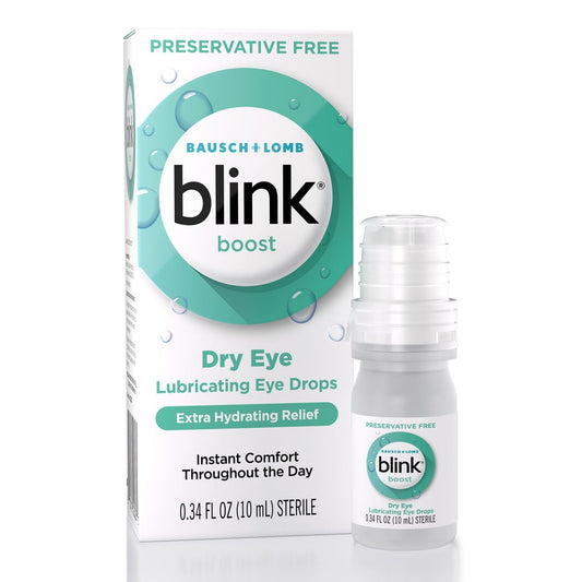 BLINK Boost Tränenersatzmittel ohne Konservierungsstoffe – Befeuchtende & beruhigende Augentropfen bei milden trockenen Augen mit Hyaluronat – Kontaktlinsenverträglich – 0,34 Fl Oz