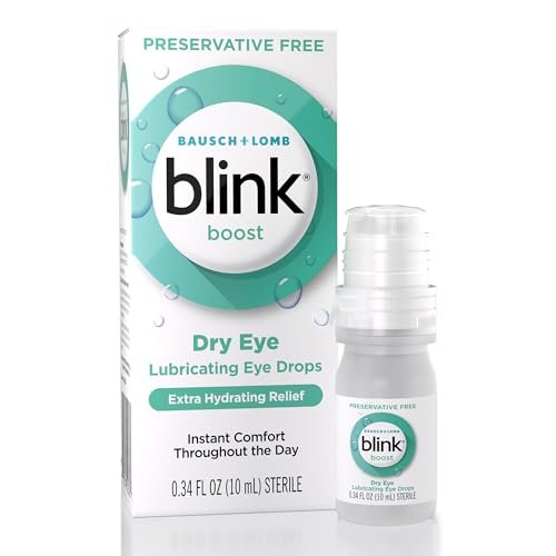 BLINK Boost Tränenersatzmittel ohne Konservierungsstoffe – Befeuchtende & beruhigende Augentropfen bei milden trockenen Augen mit Hyaluronat – Kontaktlinsenverträglich – 0,34 Fl Oz