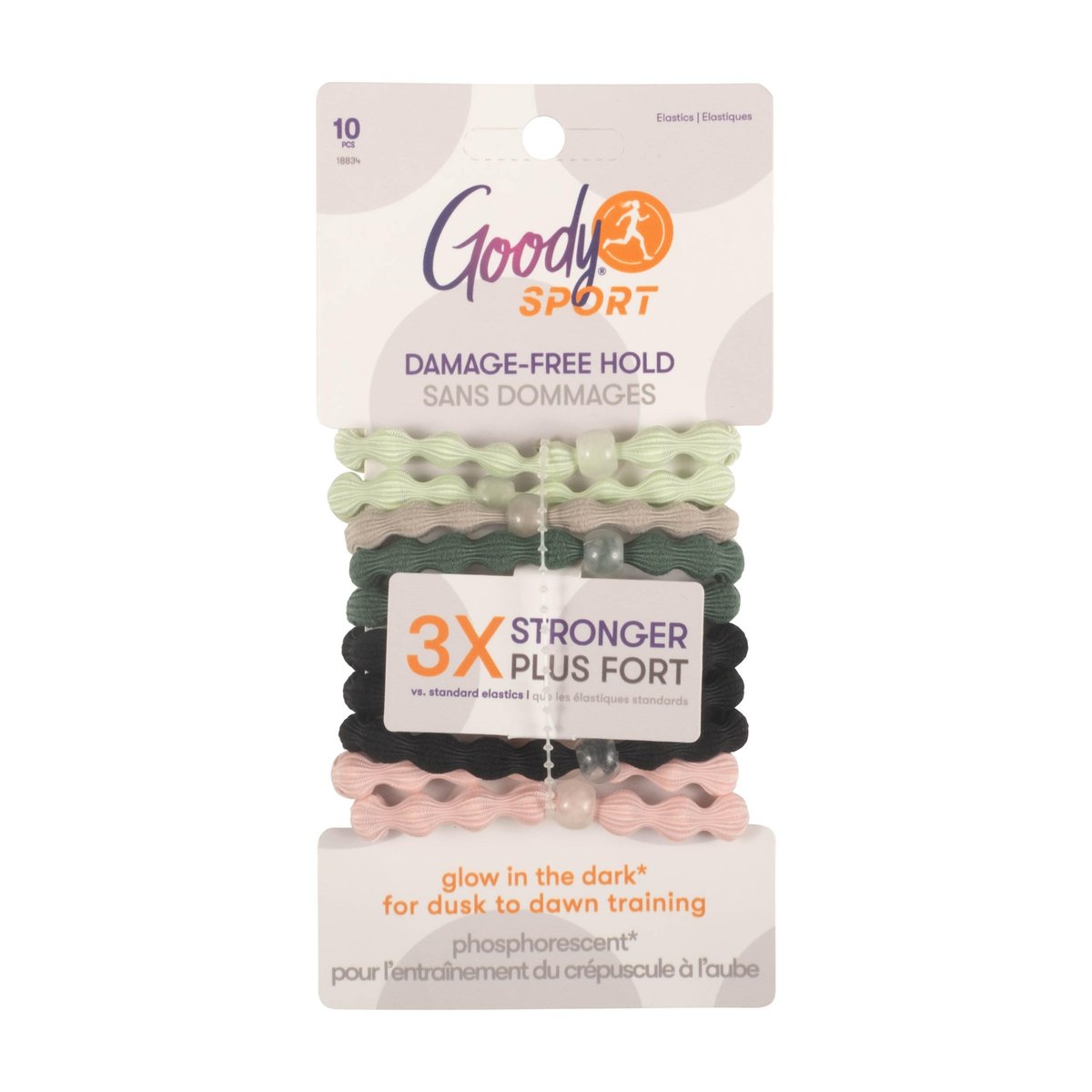 Goody Sport Forever Glow in the Dark Elastische Haargummis - 10 Stück, 5 leuchtende Farben, sportlicher Halt, kein Haarbruch