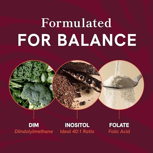 Ovarialunterstützung für Hormonbalance bei Frauen | Gesunder Eisprung, Menstruationszyklus & reproduktive Gesundheit | DIM-Ergänzung mit Myo-Inositol & D-Chiro-Inositol & Folat-Komplex | 30-Tage-Vorrat