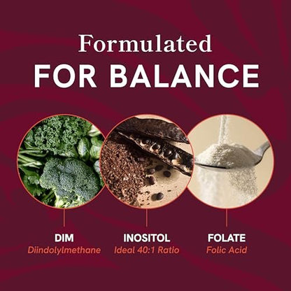 Ovarialunterstützung für Hormonbalance bei Frauen | Gesunder Eisprung, Menstruationszyklus & reproduktive Gesundheit | DIM-Ergänzung mit Myo-Inositol & D-Chiro-Inositol & Folat-Komplex | 30-Tage-Vorrat