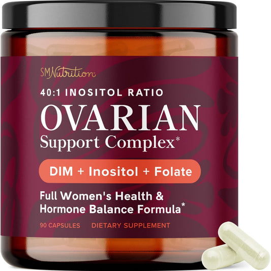 Ovarialunterstützung für Hormonbalance bei Frauen | Gesunder Eisprung, Menstruationszyklus & reproduktive Gesundheit | DIM-Ergänzung mit Myo-Inositol & D-Chiro-Inositol & Folat-Komplex | 30-Tage-Vorrat