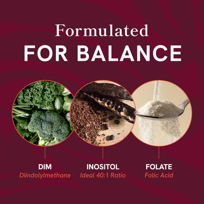 Ovarialunterstützung für Hormonbalance bei Frauen | Gesunder Eisprung, Menstruationszyklus & reproduktive Gesundheit | DIM-Ergänzung mit Myo-Inositol & D-Chiro-Inositol & Folat-Komplex | 30-Tage-Vorrat
