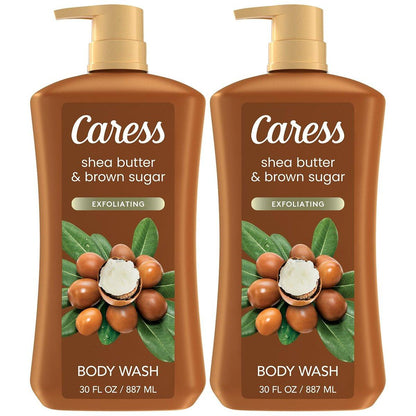 Caress Body Wash Shea Butter & Brown Sugar 2er-Pack – Feuchtigkeitsspendendes Duschgel für strahlende Haut, 2 x 473 ml