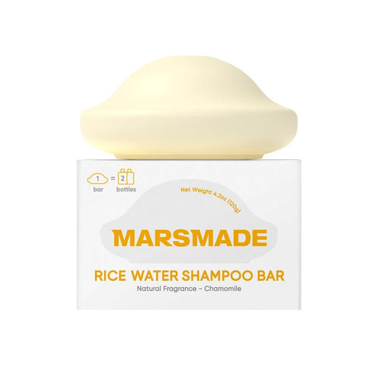 MARS MADE Rice Water Shampoo Bar 2.0 - Feuchtigkeitsspendende & pflegende Naturseife für Haarstärkung & Kopfhautpflege - Fester Riegel für alle Haartypen (120g, 4,23oz)
