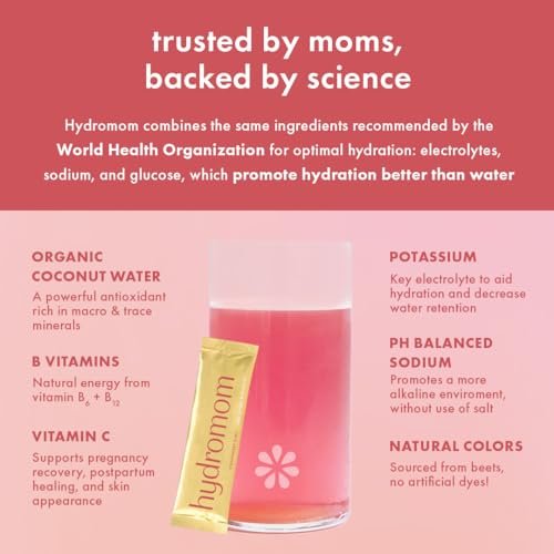 Boobie Hydromom Superfood Electrolyte Drink Mix, Erdbeer-Kiwi | Erfrischende Energie & Hydration für Mamas | Für Schwangerschaft, Stillzeit & danach, 10 Portionsbeutel