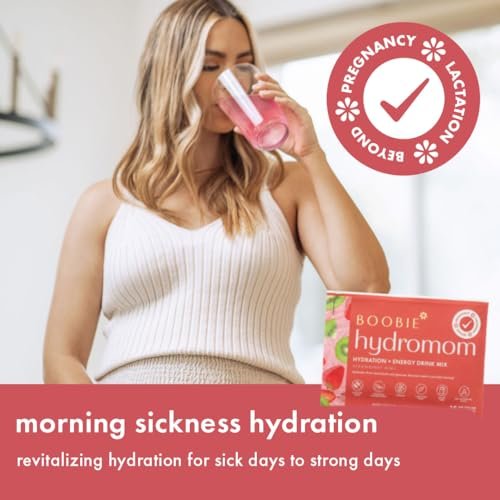 Boobie Hydromom Superfood Electrolyte Drink Mix, Erdbeer-Kiwi | Erfrischende Energie & Hydration für Mamas | Für Schwangerschaft, Stillzeit & danach, 10 Portionsbeutel