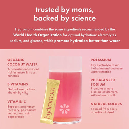 Boobie Hydromom Superfood Electrolyte Drink Mix, Erdbeer-Kiwi | Erfrischende Energie & Hydration für Mamas | Für Schwangerschaft, Stillzeit & danach, 10 Portionsbeutel