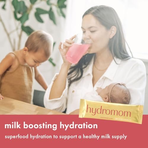 Boobie Hydromom Superfood Electrolyte Drink Mix, Erdbeer-Kiwi | Erfrischende Energie & Hydration für Mamas | Für Schwangerschaft, Stillzeit & danach, 10 Portionsbeutel