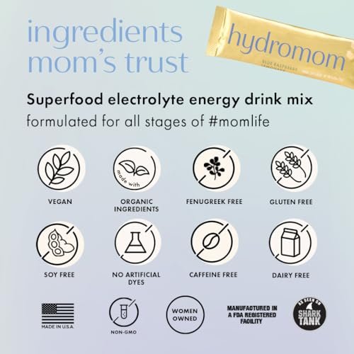 Boobie Hydromom Superfood Electrolyte Drink Mix, Blaubeer-Zitronen-Limonade | Erfrischender Energie- und Hydratations-Boost für Mamas | Für Schwangerschaft, Stillzeit & darüber hinaus, 10 Portionsbeutel