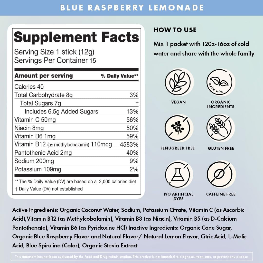 Boobie Hydromom Superfood Electrolyte Drink Mix, Blaubeer-Zitronen-Limonade | Erfrischender Energie- und Hydratations-Boost für Mamas | Für Schwangerschaft, Stillzeit & darüber hinaus, 10 Portionsbeutel