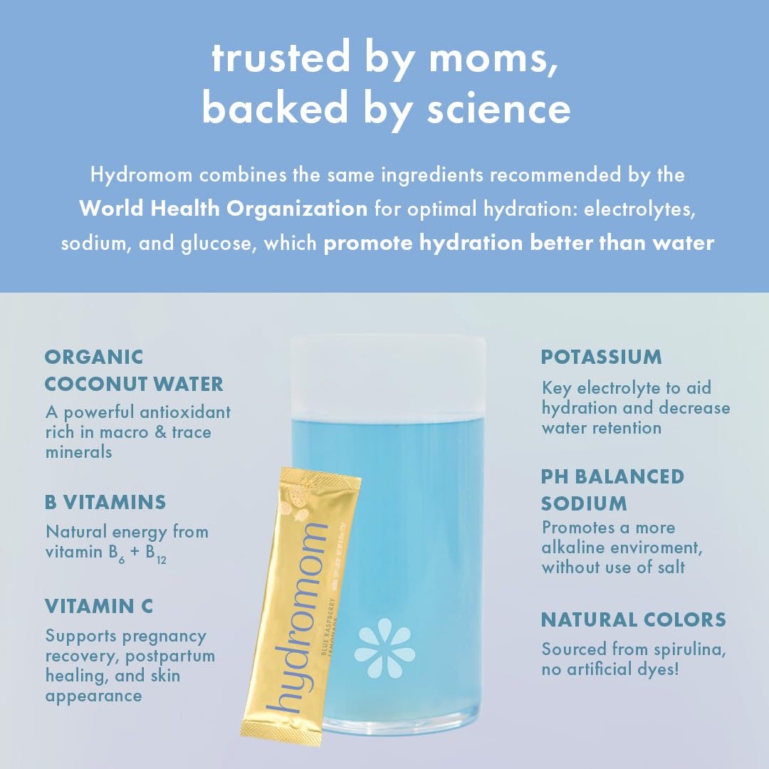 Boobie Hydromom Superfood Electrolyte Drink Mix, Blaubeer-Zitronen-Limonade | Erfrischender Energie- und Hydratations-Boost für Mamas | Für Schwangerschaft, Stillzeit & darüber hinaus, 10 Portionsbeutel