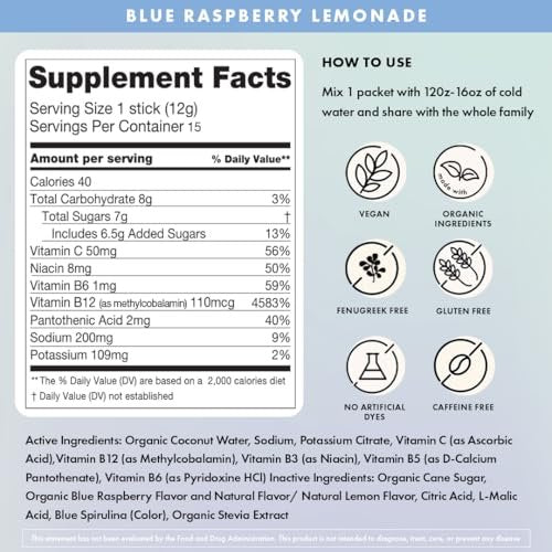 Boobie Hydromom Superfood Electrolyte Drink Mix, Blaubeer-Zitronen-Limonade | Erfrischender Energie- und Hydratations-Boost für Mamas | Für Schwangerschaft, Stillzeit & darüber hinaus, 10 Portionsbeutel